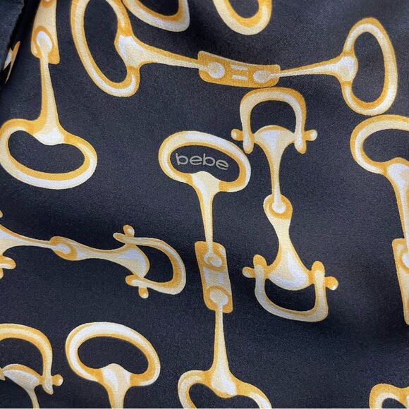 Vintage‎ Y2K 90's Bebe Silk Gold Horsebit Print Babydoll Top Small Camisole - Picture 12 of 13